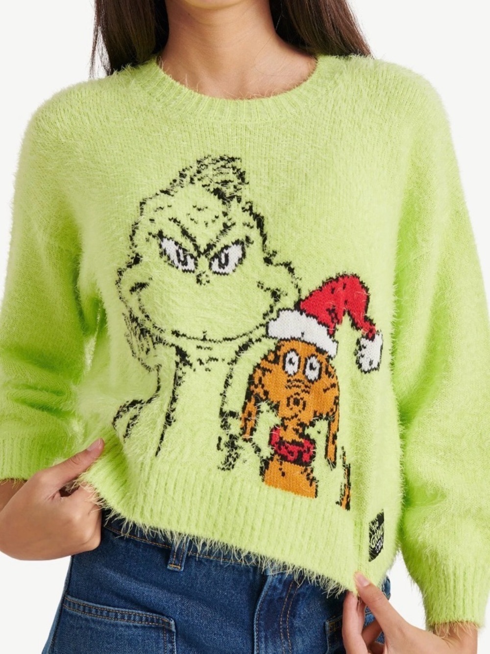 *NWOT* Justice x Grinch Collab Girls Green Holiday Sweater, Size XL (16/18)